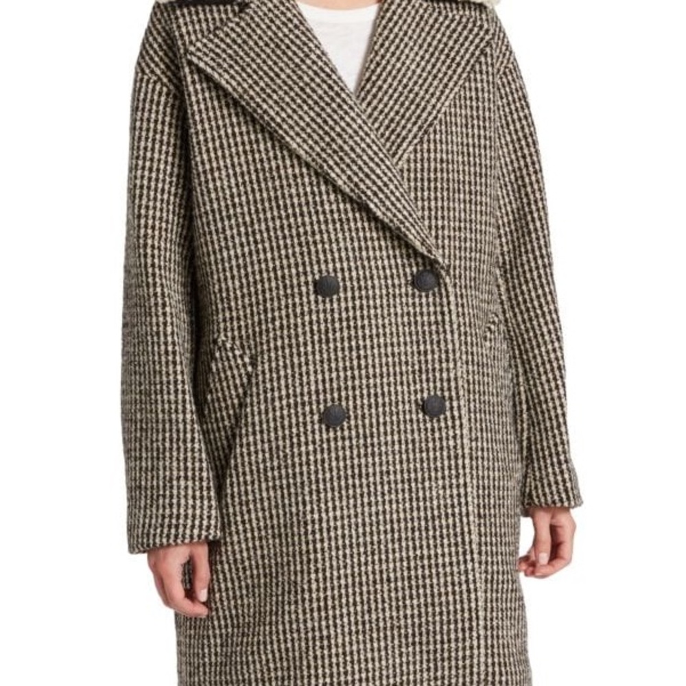 rag & bone Mina Oversized Houndstooth Coat (No Faux Fur Collar) – Size L